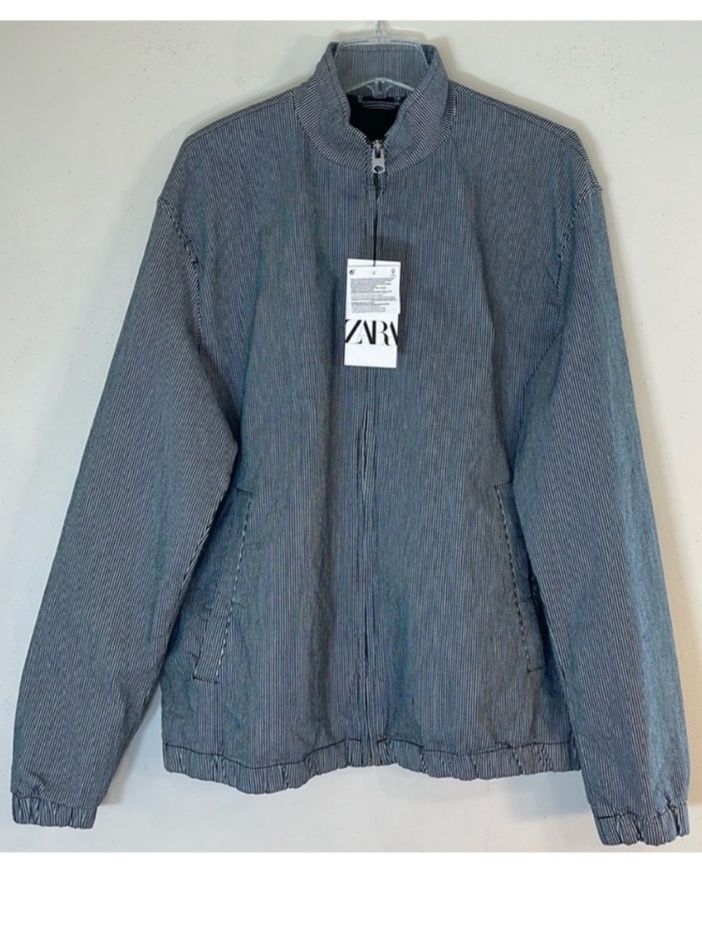 Zara Blue White Stripe Full Zip Jacket. Men’s XL. NWT.